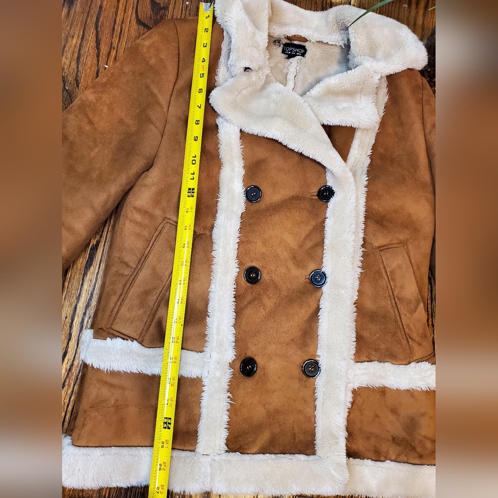 Topshop Faux Fur Shearling Tan Coat - Picture 9 of 16